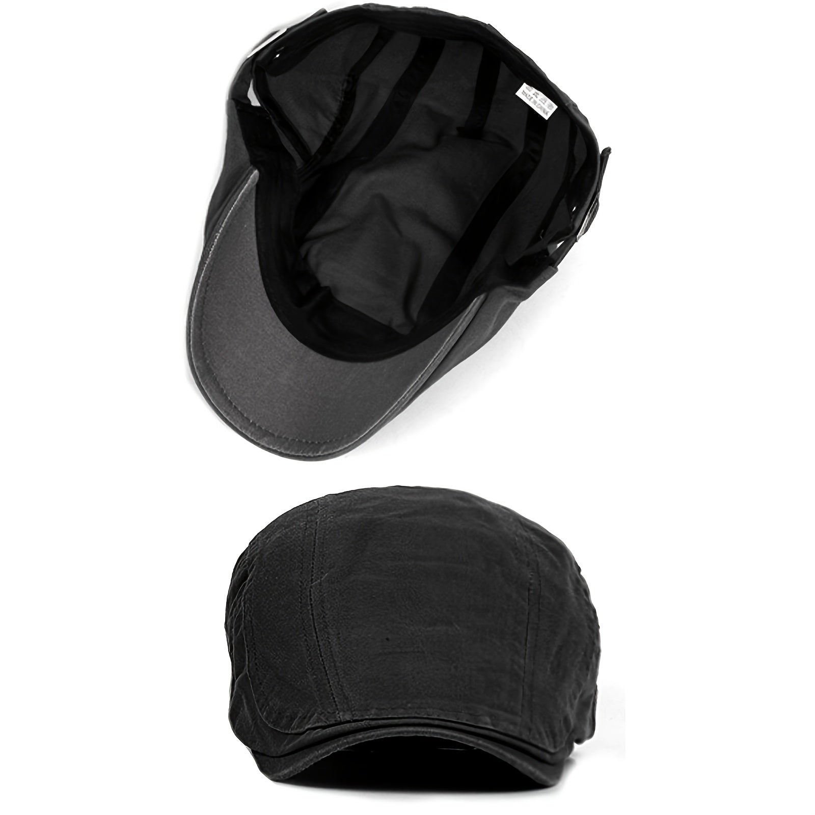 Men's Cotton Plaid Gatsby Cap, Solid Color Newsboy Cabbie Golf Beret Hat, Lightweight Flat Driving Cap, FLONGO Suitable for teens, Suitable for Men and Women