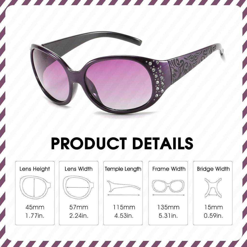 [2PC] Polarized Rhinestone Inspired Designer for Women Trendy Oval Shade