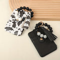 2pcs/set Fashionable Western Cowboy Bag Handmade Beaded Women'S Keychain Women'S Wallet Card Holder Gravel Pattern Leopard Pattern Cow Pattern Wrist Key Ring Gift For Friends Gift For Mom Card Bag Gift