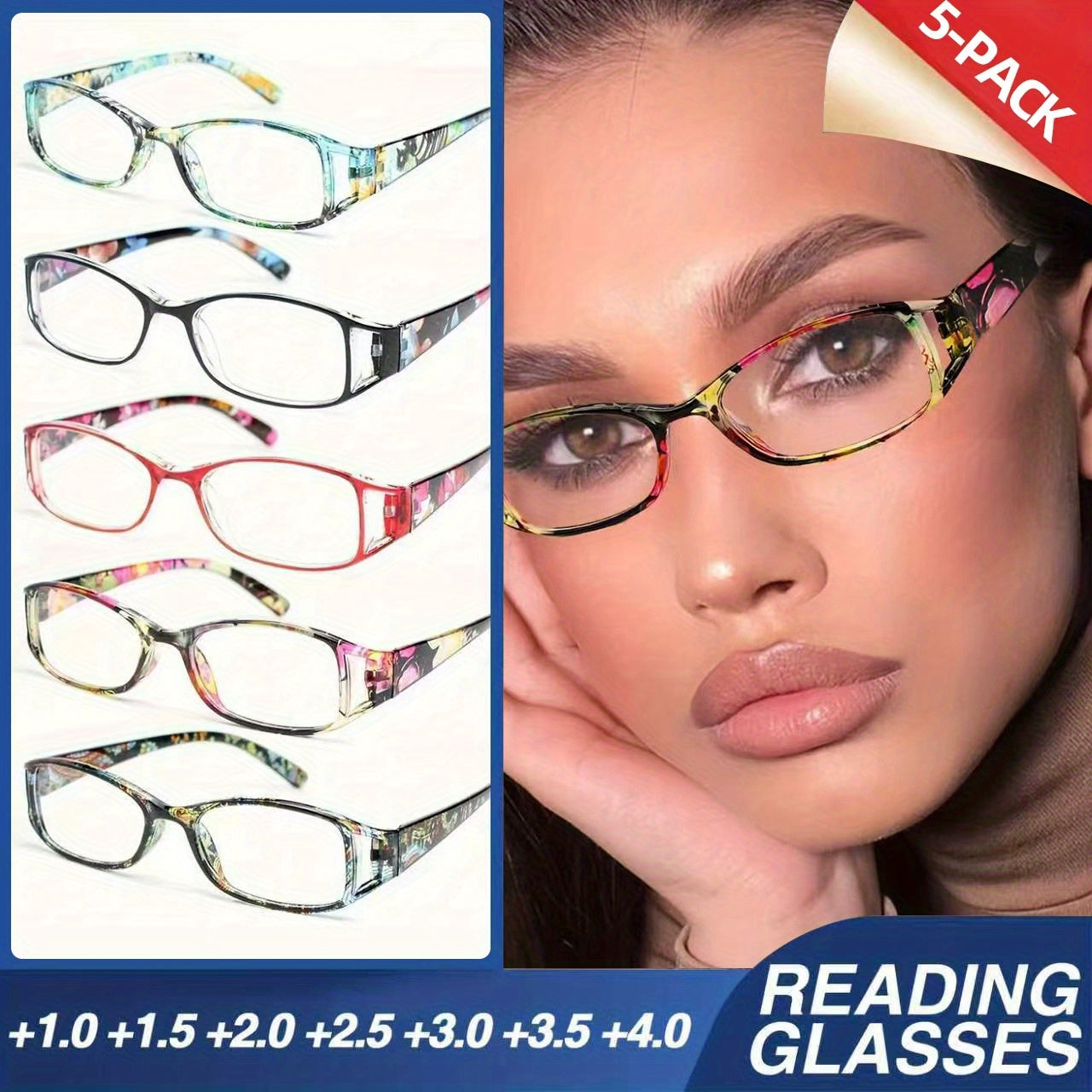 5pcs Small Frame Unique Hollow Design Frame Fashion Glasses Trendy Graffiti Print Design Women's Glasses