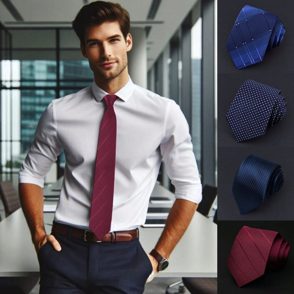 An Essential Purchase for Father'S Day! This Elegant Men'S Tie Set Includes 5pcs: a Tie, Pocket Square, Cufflinks, And a Tie Clip, Perfect for Weddings And Business Events, All Presented in a Chic Gift Box