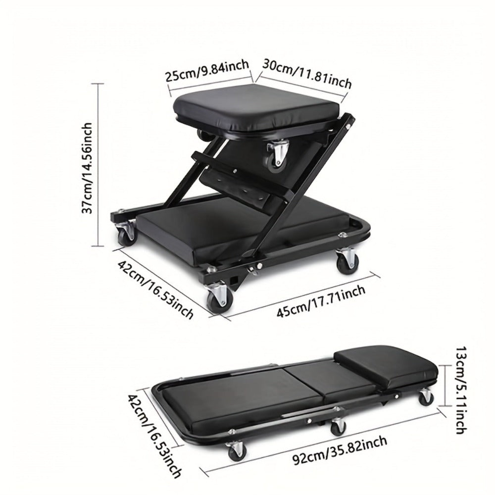 [New Gift for Husband] Mobile Auto Repair Bench (Sold Independently), 36 Inch, Foldable Z-Crawler 2-In-1 Crawling Suit, 300 Pound Capacity, Adjustable Roller Coaster Rolling Folding Car Crawling Suit, New Gift for Husband, With 6 2.5-Inch Wheels, Suitable