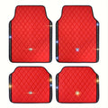 Red Black PVC Embroidery Inlaid Glitter Glowing Crown Artificial Rhinestone Car Foot Pad Easy To Clean Unisex