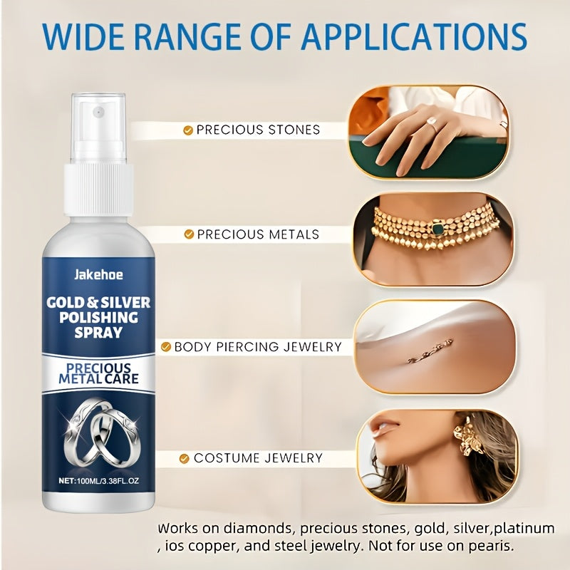 Jewelry Polishing Agent, High-Grade Cleaning Spray, Quickly Remove Oxidation and Restore Luster, Suitable for Necklaces, Bracelets, Rings, Earrings, Watches