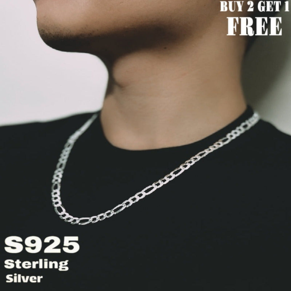 Silvery Jewelry Special, 925 Silver Rough Figaro Necklaces Buy 2 Get 1 Free And Comes With A Beautiful Gift Box, Fashionable And Versatile, Men'S Necklace, Women'S Necklace, You Can Give It For Your Own Use, The Perfect Gift.