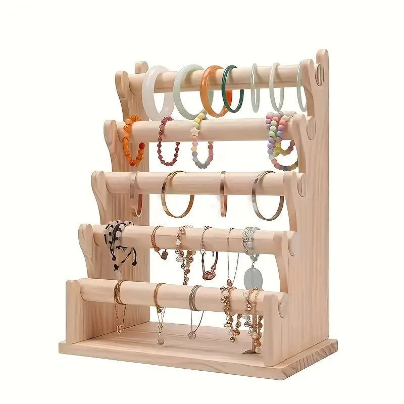 Single Wooden Jewelry Holder, Removable Tabletop Organizer for Bracelets, Necklaces, And Watches, Rustic Wood Display Rack for Dressers And Vanities