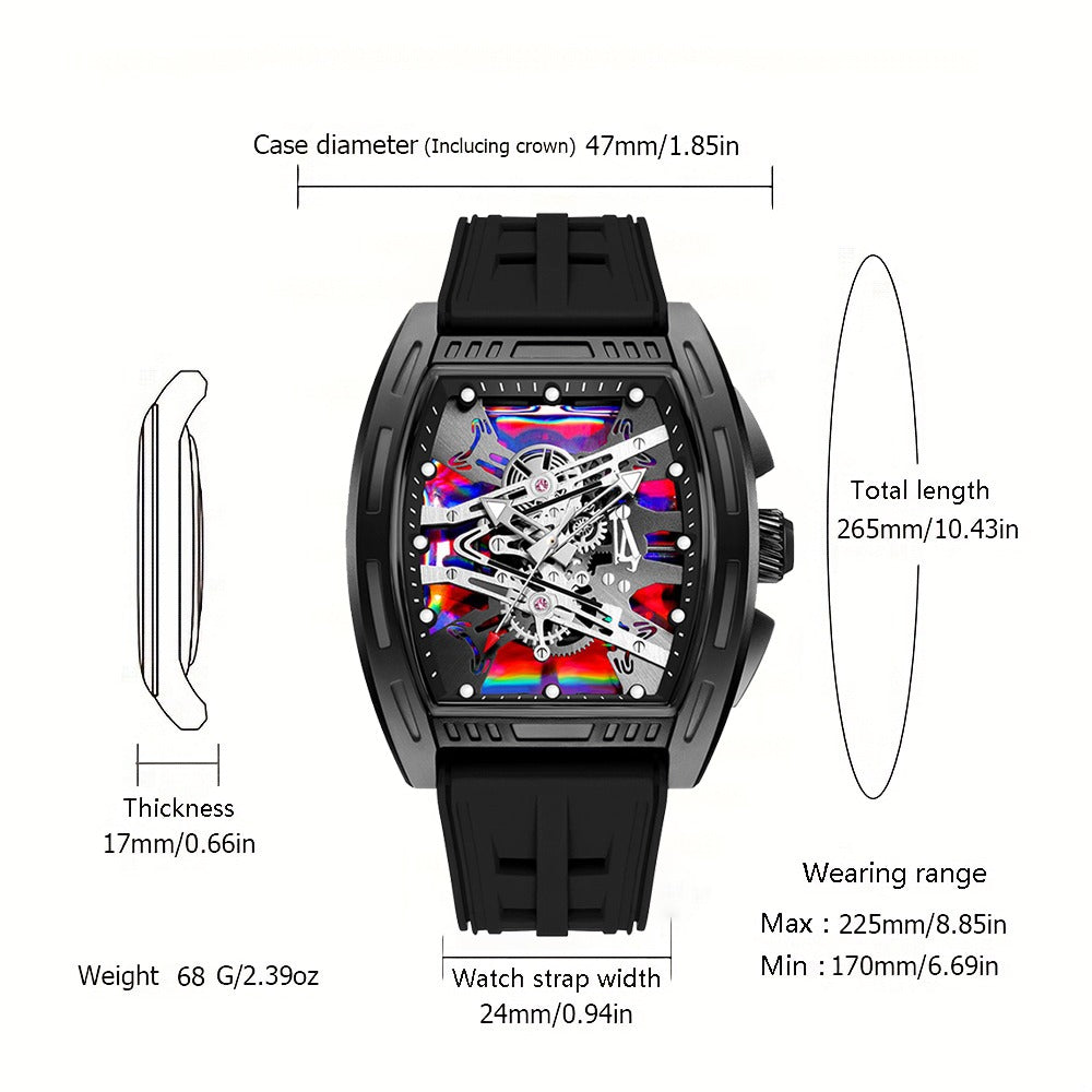 Relogio Masculino Top Brand Men'S Barrel Shape Watches, Luxury Male Quartz Wristwatch, Trendy Retro Style Watch For Man, Silicone Strap, Fashion Trend Men Business Watch, Holiday Birthday Gifts