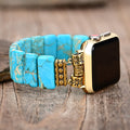 Lake Blue Imperial Stone Elastic Rope Watch Strap, Boho Beaded Bracelets for Women, Handmade Natural Stone Bracelet Compatible with Apple Watch Band 38/40/41Mm, Handmade Boho Jewelry Watch Strap for Iwatch Series 9 8 7 6 5 4 3 2 1 Se Ultra