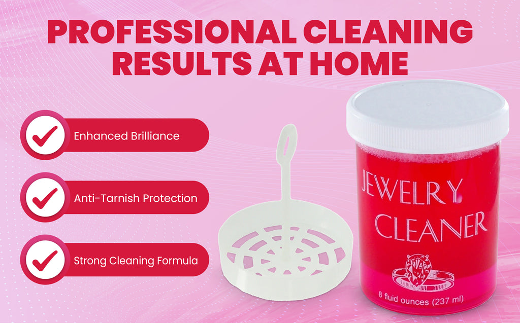 JSP Jewelry Cleaner 8 fl oz – Gold, Silver & Platinum Dip with Brush & Cloth – Fast Acting