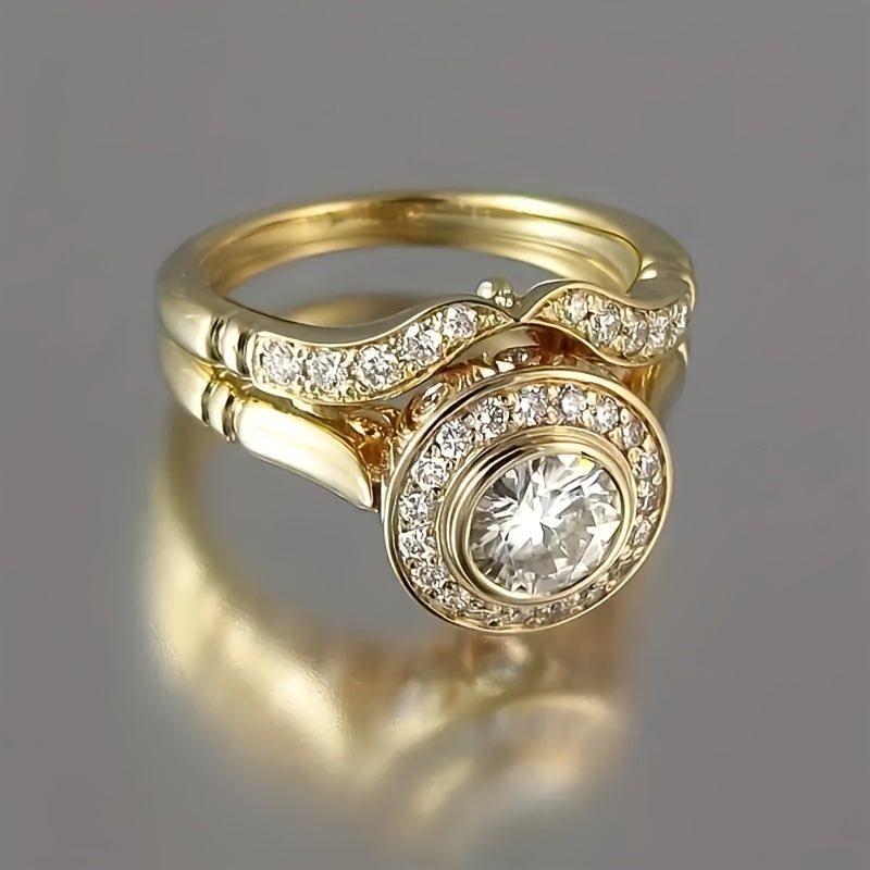 Two 18K Gold Plated 18K Gold Plated-Plated Rings, Perfect Presents for Weddings And Celebrations, Stylish Additions for Valentine'S Day, Christmas, Birthdays, And Anniversaries