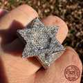 Men'S Super Iced Out Baguette Hexagram Star Hip Hop Rings925 925 Silver Jewish Star of David Magen Pinky Ring