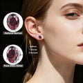 S925 Silver Stud Earrings with Natural Garnet, Each Oval-Cut Weighing 1.0 Carat, Deep Red Natural Garnet, Birthstone for January, Ideal Natural Jewelry Present for Cherished Ones