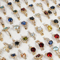 25pcs Fashion Wholesale Bulk, Loose Rings Colorful Natural Stone Rhinestone Rings