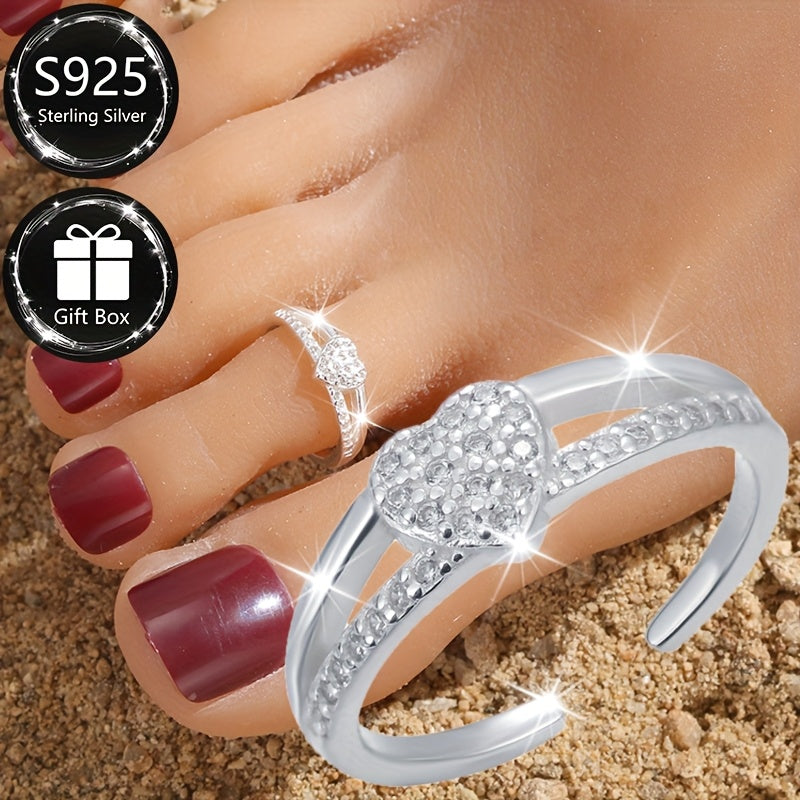1pc of S925 Sterling Silver Valentine's Day Heart-shaped Anklet, Women's Adjustable Beach Anklet, Summer Party Accessory, Suitable for Summer Wear and Vacation. Total Product Weight: 1.3g