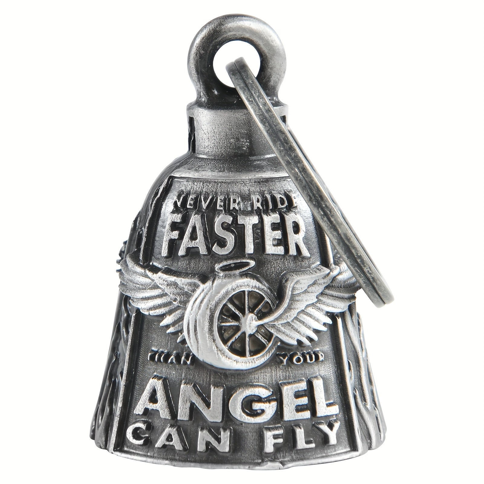Cremlin/Cuardianbell, Wheel with Wings Motorcycle Bell, Motorcycle Key Chain for Bikers Women Men W/Hanger Biker, Bell for Riders, Good Luck Riding Bell SpiritBell Moto Accessories