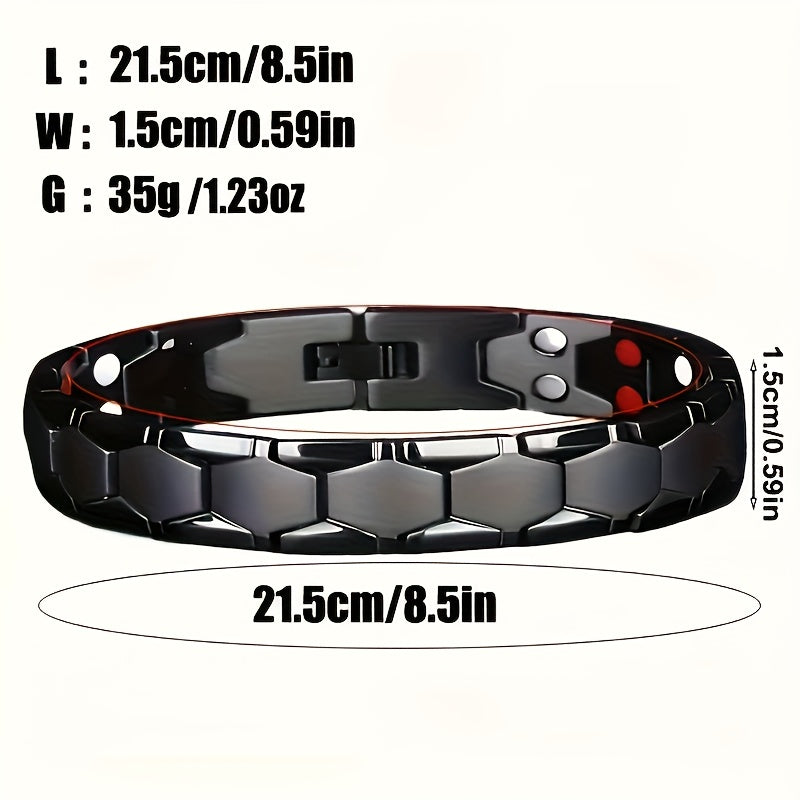 Men'S Titanium Alloy Hexagonal Wide Bracelet - Allergen-Free, Water-Resistant, Removable Wristband, Multi-Color Fashion Accessory Gift (For Christmas, Valentine'S Day, Father'S Day), Versatile Design, Secure Snap Ring
