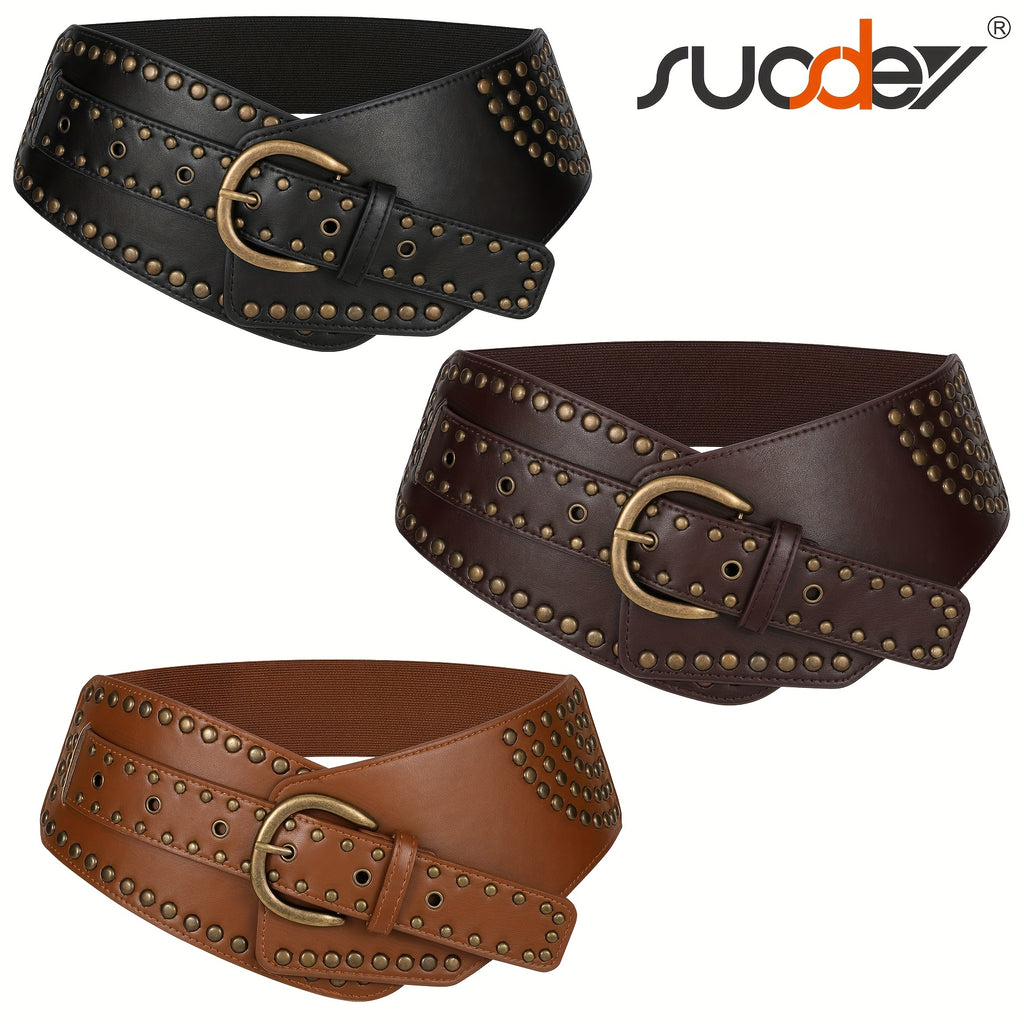 SUOSDEY 1pc Vintage Women's Wide Belt to Match Dress Festival Accessory