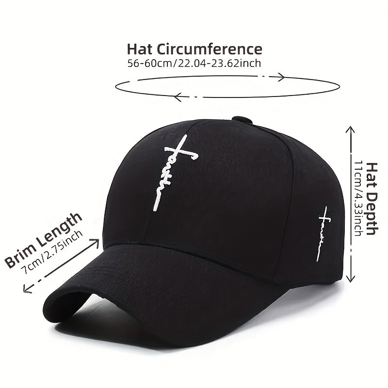 4pcs Lightweight Unisex Embroidered Baseball Hat Cap - Cross Embroidery Casual Sports Caps for Women And Men, Easy Casual Dad Hats, Sunhat, Adjustable Solid Color, Suitable for All Seasons
