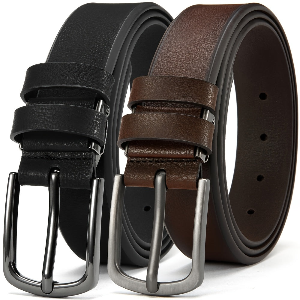 2pcs DOOPAI Men'S Leather Belt Pin Buckle Casual Cowhide Men'S Fashion Classic Vintage Jean'S Belts Gifts With Gift Box