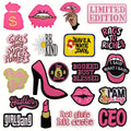 20pcs Phrase Iron On Patches Hot Pink Patches For Hats Cool Women Power Embroidered Sew On Patch For Women Jackets Backpacks Clothing Accessories