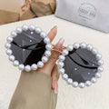 1pc New Round Frame Ladies Full Frame Pearl Glasses Design Sense Wave Shape Temple Fashion Golden Style Photo Gift Glasses Perfect for Summer Festival, Party Holiday Gift, Birthday Gift