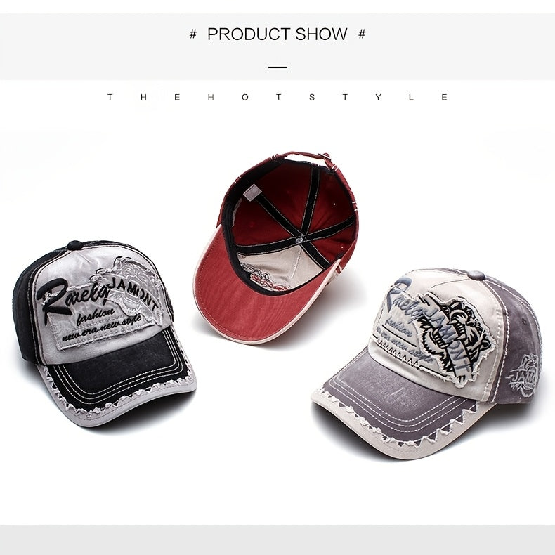 Men's Breathable Hip Hop Baseball Cap with Tiger Embroidery - Adjustable Mesh Trucker Hat | Perfect Birthday Gift