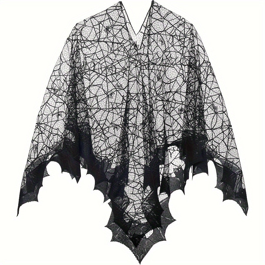 Women'S Black Magic Spider Web Bat Cloak - Halloween Horror Gentle Shawl Costume Accessory, Machine Washable
