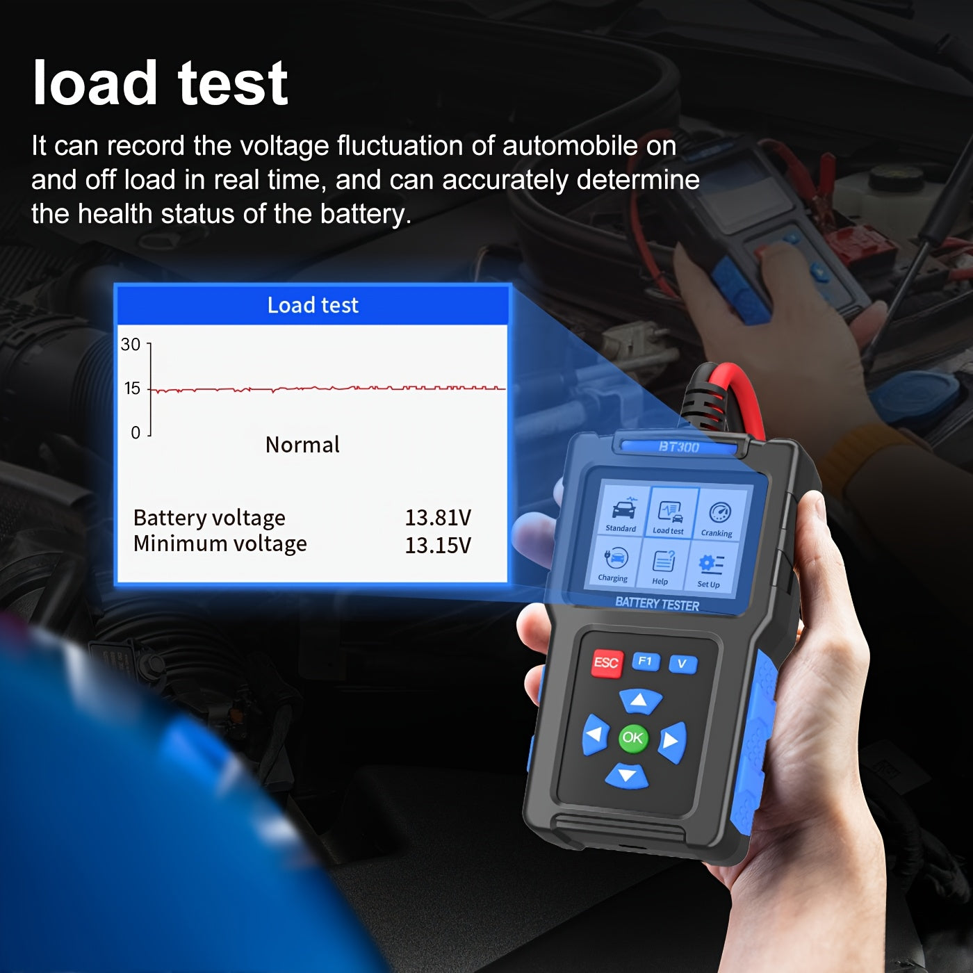Battery Load Tester 12V Automotive, 20-2000 CCA Automotive Battery Tester And Alternator Tester for 24V Vehicles, BT300
