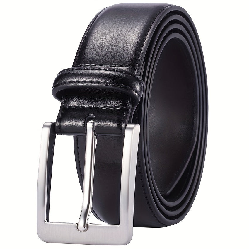 Men's Genuine Leather Jeans Belts Classic Work Business Dress Belt with Prong Buckle for Men