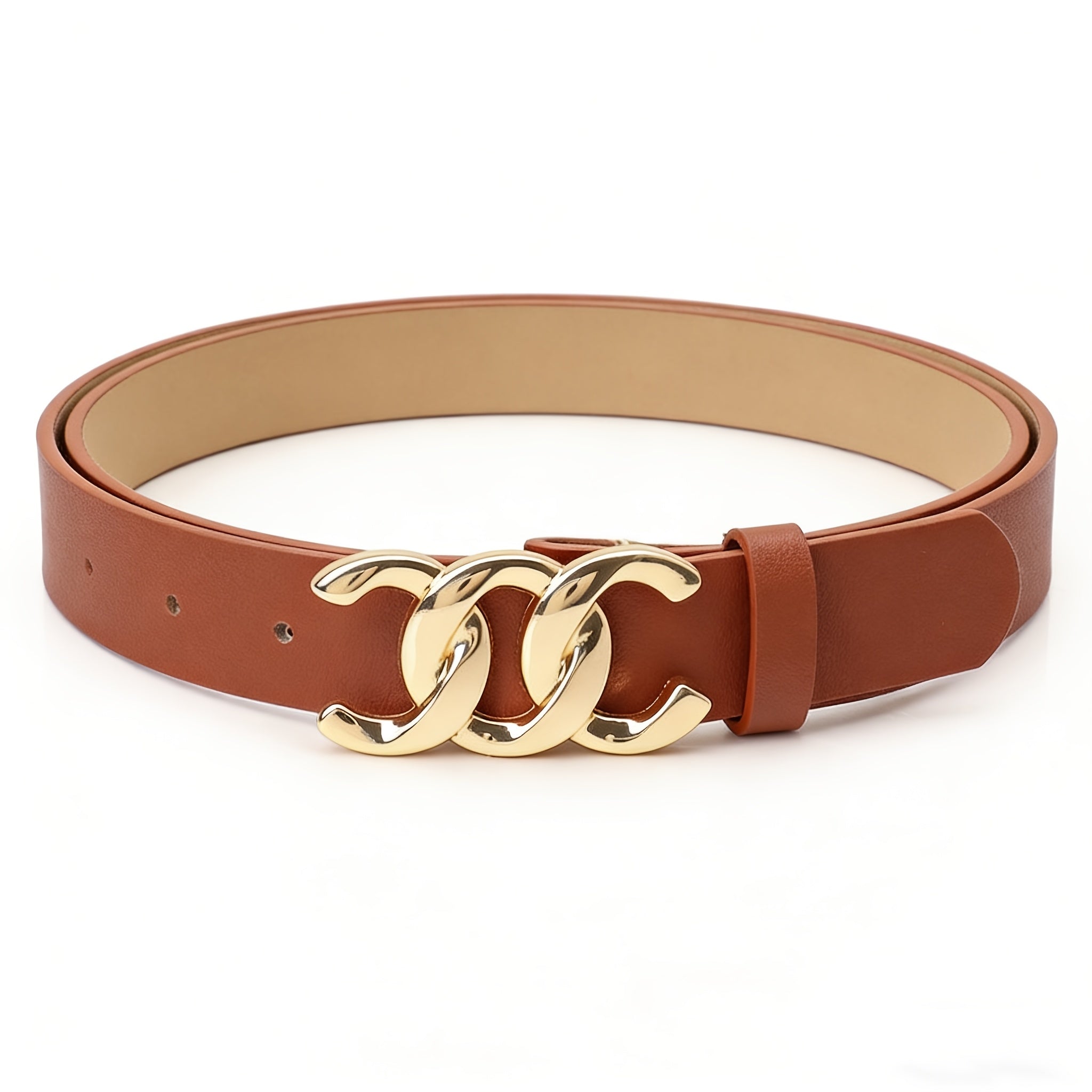 4pcs Set - Women's Fashion Belt, Retro Appearance with Elegant Golden Metal Buckle, Adjustable Design Suitable for Daily Casual Clothing Such As Jeans And Skirts