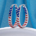 [Valentine's Day Gift] 1 Pair Bohemian Retro Hoop Earrings for Women - Colorful Star & Dot Design with Blue Red White Crystals, Lightweight Everyday Jewelry, Valentine's Day Gift Idea, Versatile Fashion Accessory, Intricate Detailing