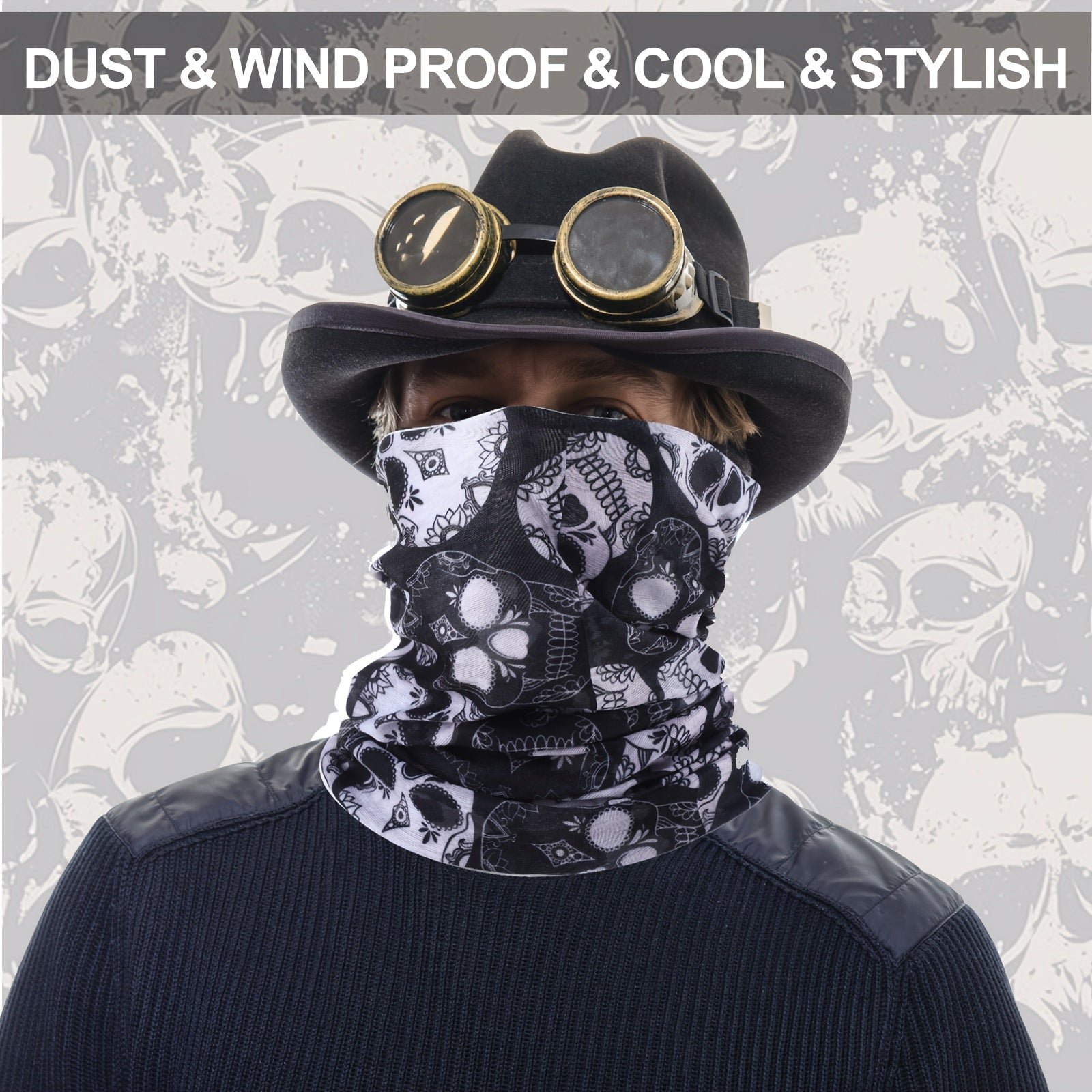 60pcs Neck Gaiter Bulk For Men Women Balaclava Face Mask Coverings Seamless Headwear Bandana Neck Scarf (Dark Pattern)