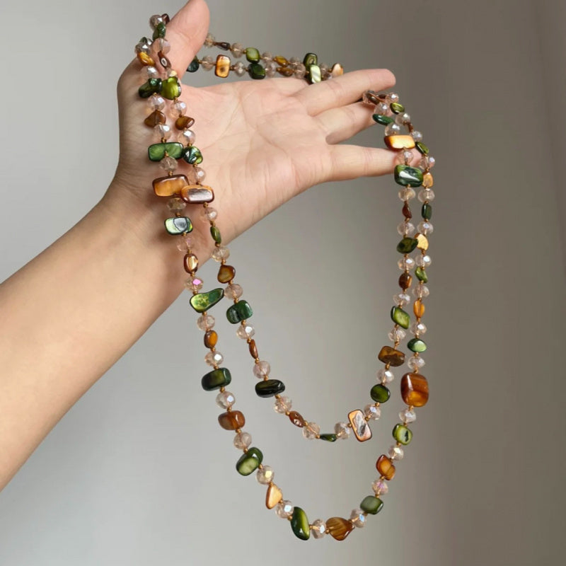 1pc New Necklace Bohemian Double Layer Necklace  Light Luxury Vacation Long Necklace Stackable