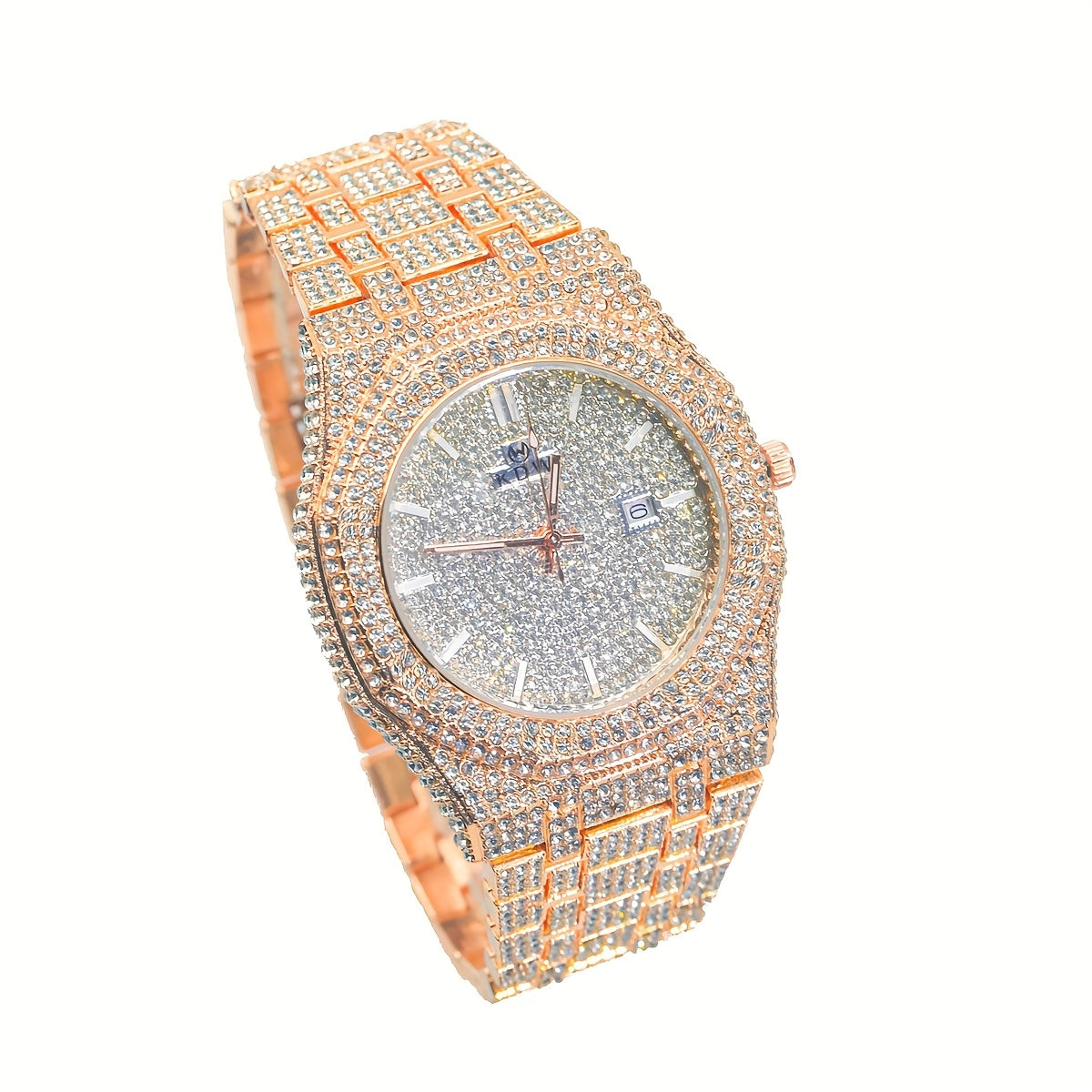 Luxury Hip-Hop Style Watch West Coast Watch For Men Synthetic Fully Diamond-Studded Rhinestone Accessory Watch High-End Design Perfect Christmas Gift Wedding Present And Top Gift Choice, Without Battery