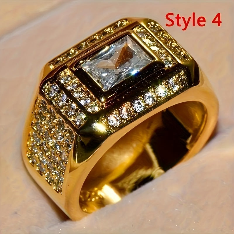 Set of 4 Luxury Men'S Fashionable And Commanding Business Rings, Jewelry Additions, Men'S Wedding And Engagement Rings, Premium Jewelry, Valentine'S Day Gift Set