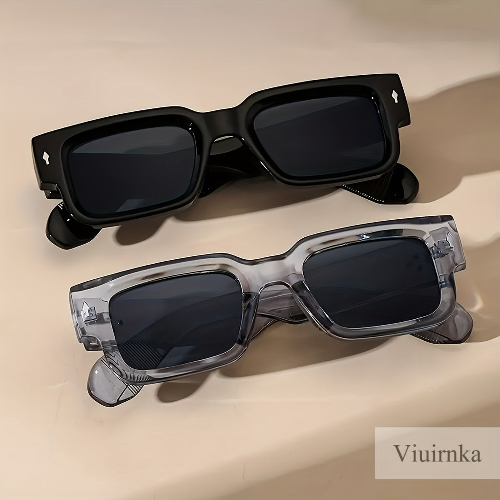2-Pack Chunky Square Retro Fashion Glasses | Bold Frame for Nightlife Events