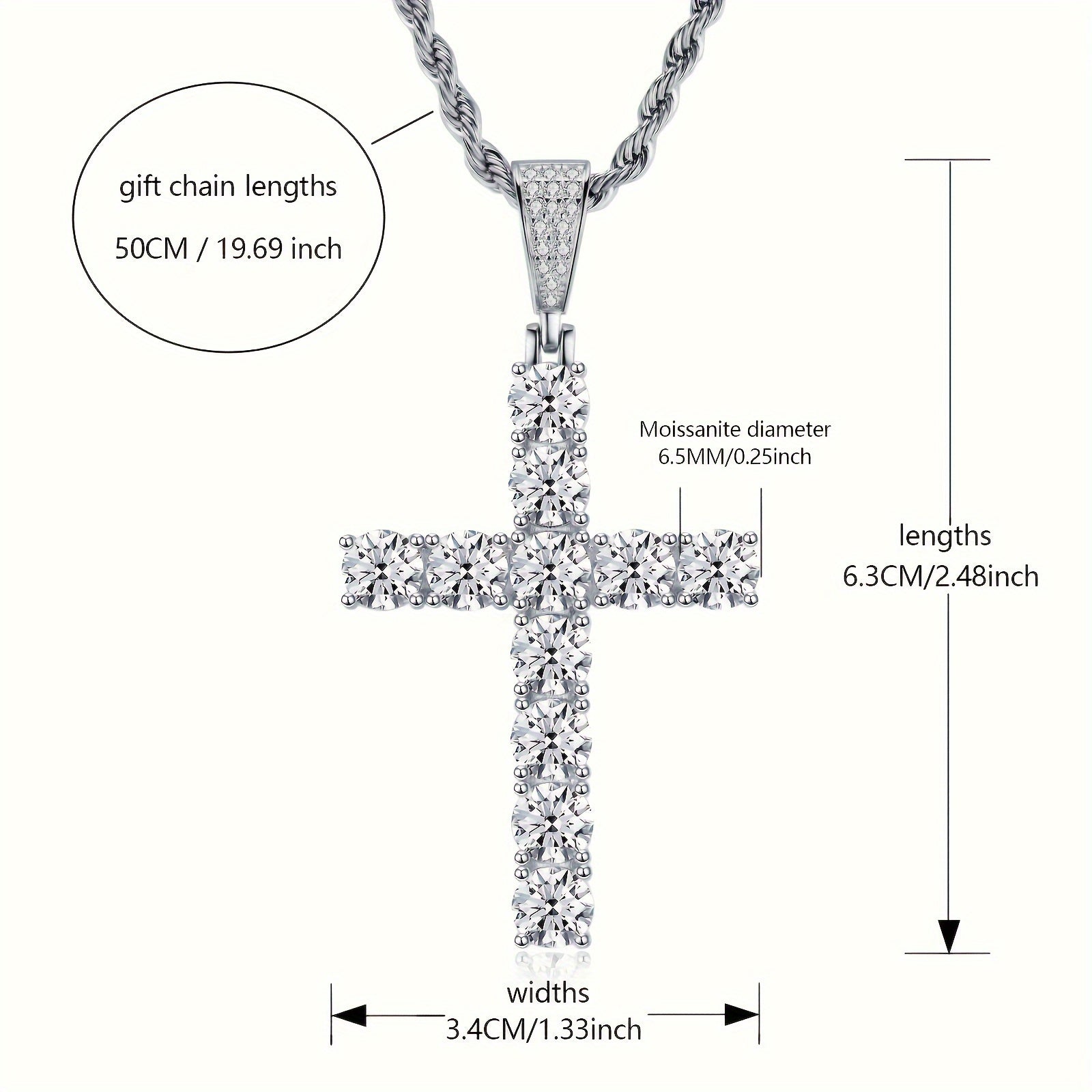 925 Silver Cross Pendant Necklace - Hypoallergenic, Luxurious, And Durable Men'S Jewelry - The Perfect Gift for Lovers, Friends, And Rappers, Suitable for Banquets, Parties, And Special Occasions