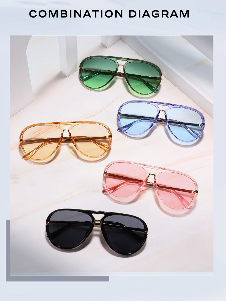 Unisex Double Bridge Sunglasses, Retro Shape Frame, Trendy And Versatile Glasses for Men And Women, Perfect for Cycling, Street Style, Party, Photography, And Everyday Fashion, Protection And Lightweight Design (Includes a Glasses Case)