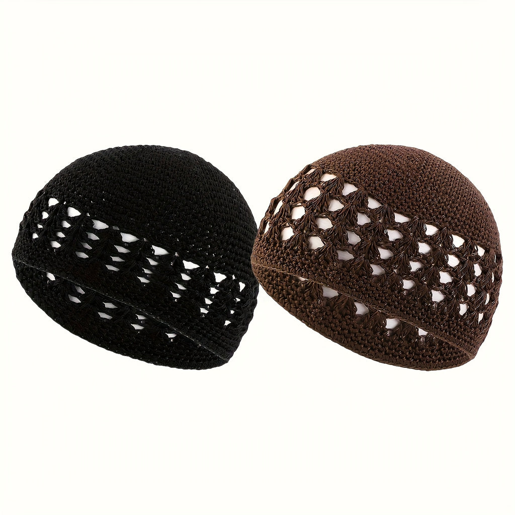 Set of 4 Unisex Beanie Caps Featuring a Thick Knit Design with a Hollowed-Out Wheat Ear Pattern, Made from Acrylic Material. These Skullies And Beanies Come in a Preppy Style with Solid Colors And Slight Stretch, Filled with Fiber for Added Warmth