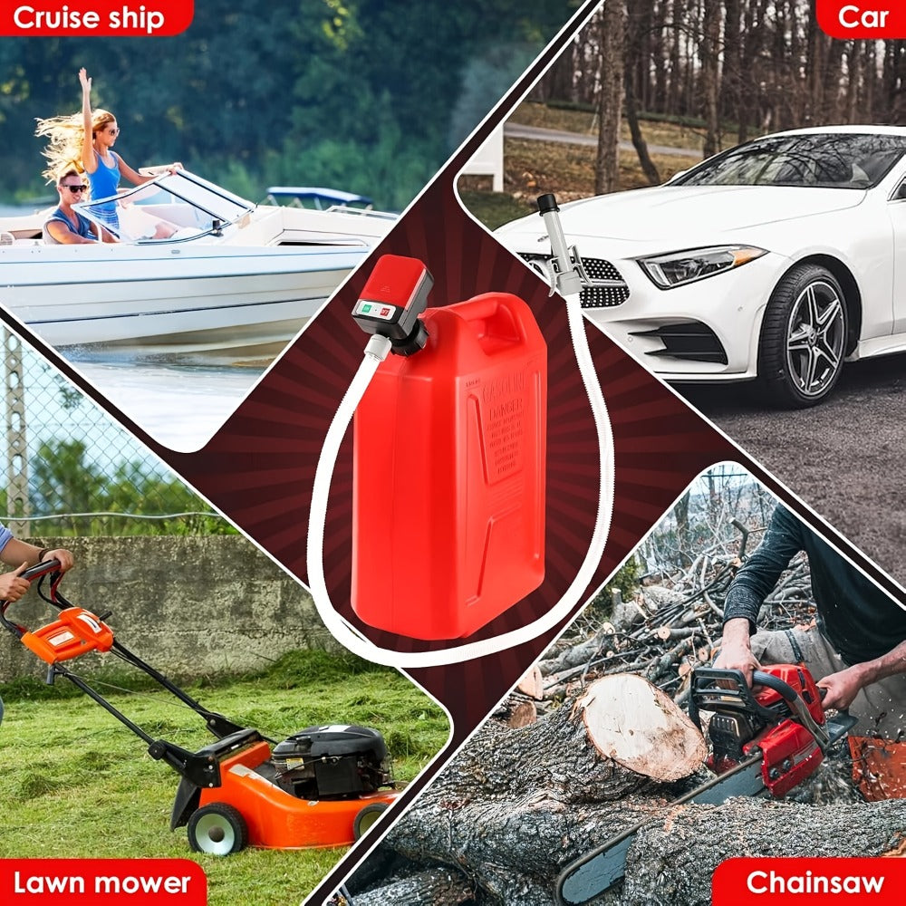 [Portable Gas Can Pump] Automatic Fuel Transfer Pump With Auto-Stop, 51'' Extra Long Hose, 3.2 Gallon Per Min, Battery Or USB Powered, 4 Can Adapters, Fast And Safe Portable Gas Can Pump For Oil, Diesel, Gasoline