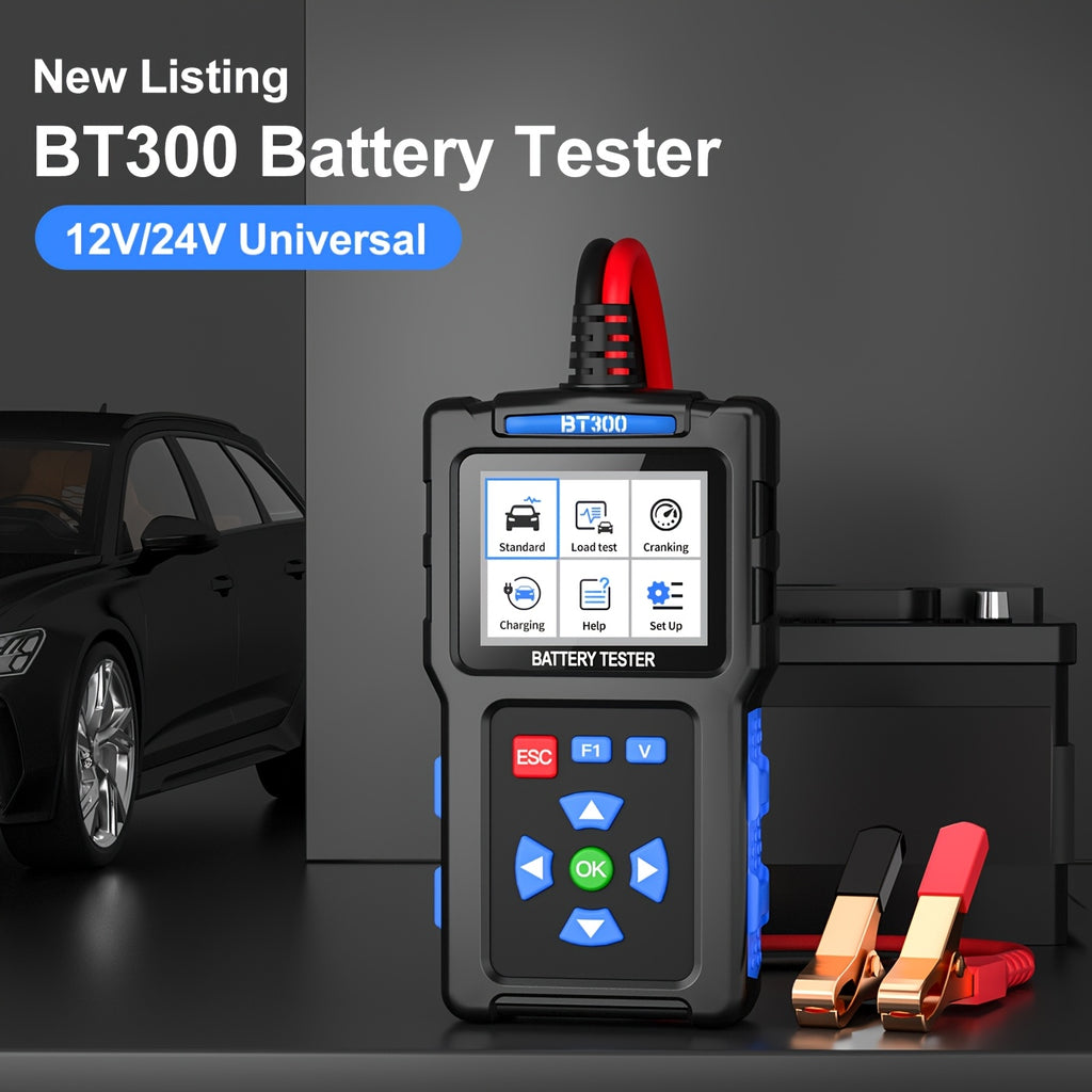 Battery Load Tester 12V Automotive, 20-2000 CCA Automotive Battery Tester And Alternator Tester for 24V Vehicles, BT300