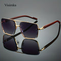 Unisex Square -Bridge Sunglasses - Premium Woodgrain UV400 AC Lenses with Lightweight PC Frame - Luxe Retro Style for Driving/Travel/Street Style - Includes Protection Case, Versatile for All Occasions