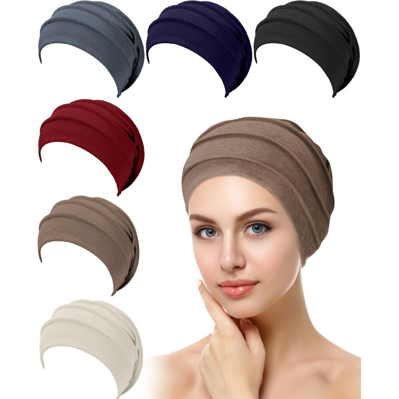6pcs Slouchy Hair Loss Beanies Hats Soft Cancer Hat Stretchy Sleeping Cap Headwear for Women
