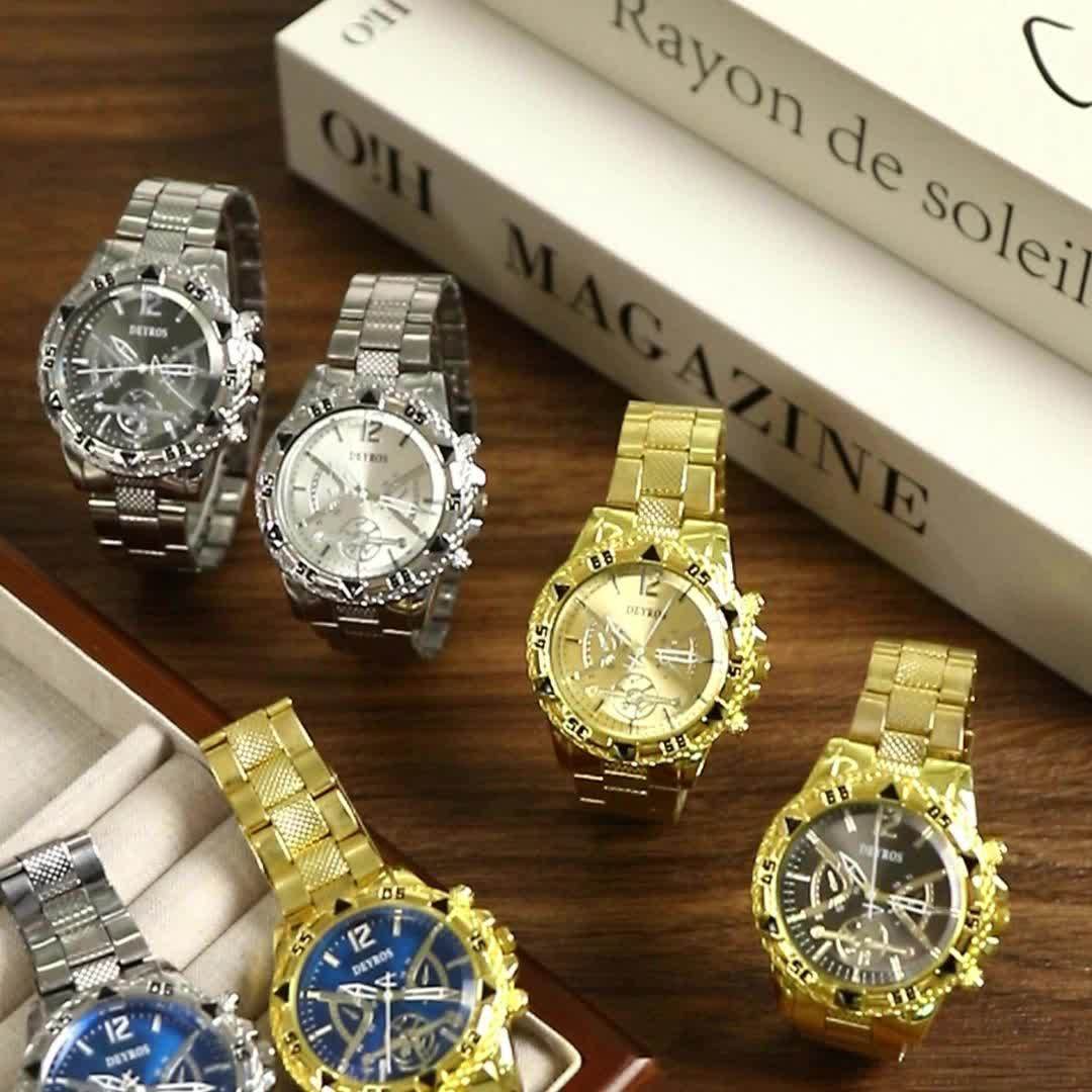 Set of 6 Men'S Watches, Stylish Classic Luxury Quartz Analog Timepieces in Stainless Steel, Perfect Gift Option for Men'S Wrist Watch, Reloj Para Hombre