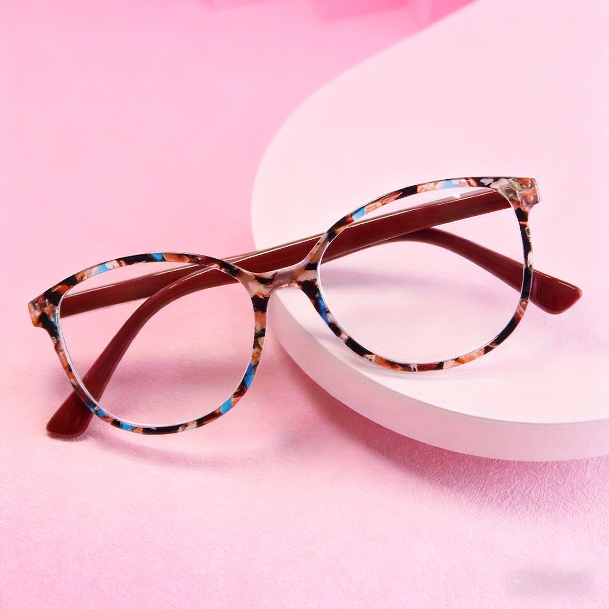 3 Pairs of Flower Pattern Oval Frame Reading Glasses Unique Pattern Design Fashionable Reading Glasses