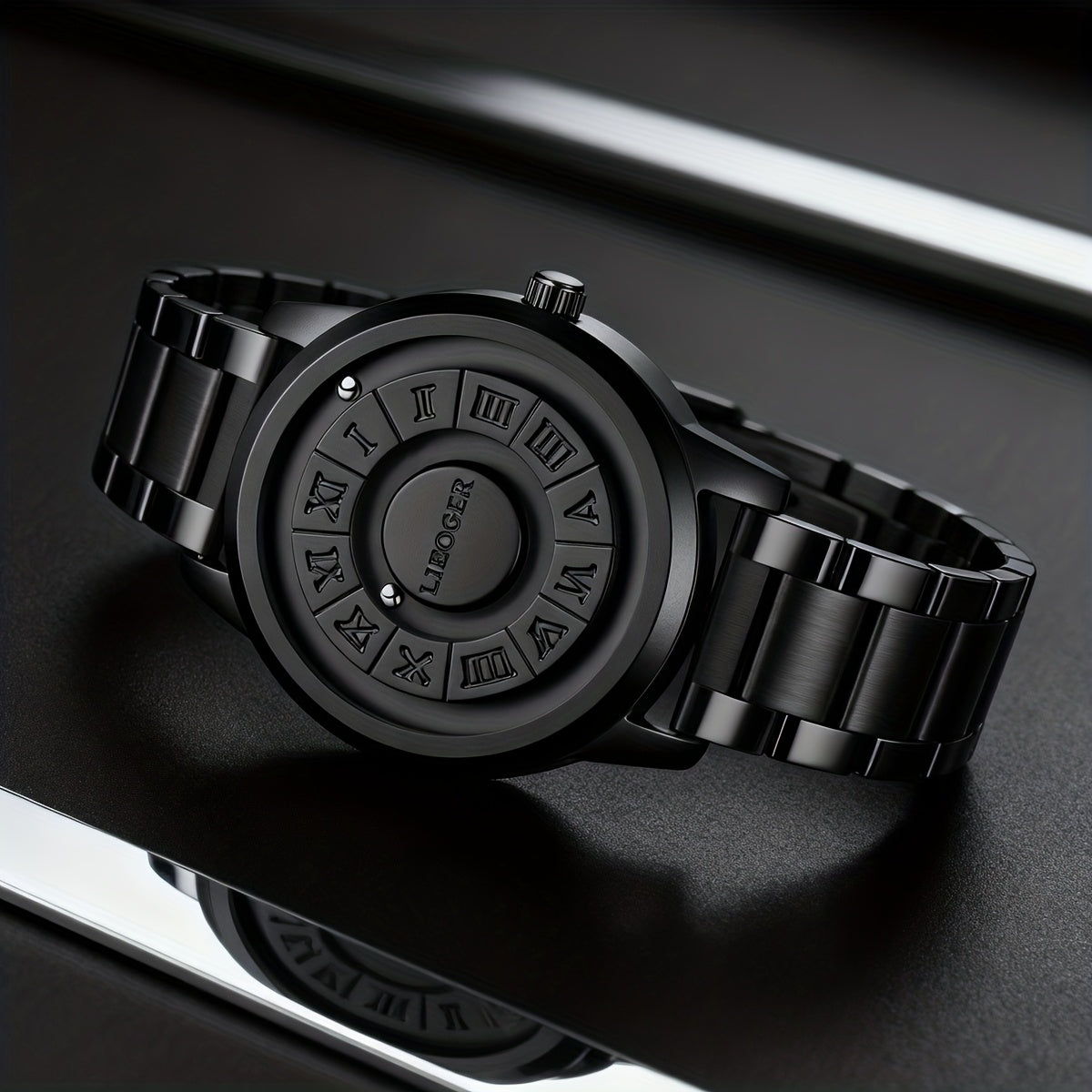 Vintage Business Men Watch Magnetic Steel Ball Hand No Mirror Touch to Read Time New Design Stainless Steel Strap Quartz Wristwatch for Male