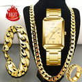 4pcs/Set Luxury Men'S Watch And Men'S Jewelry Set - Men'S Necklace, Bracelet, Ring, Men'S Quartz Watch Casual Business Watch for Men