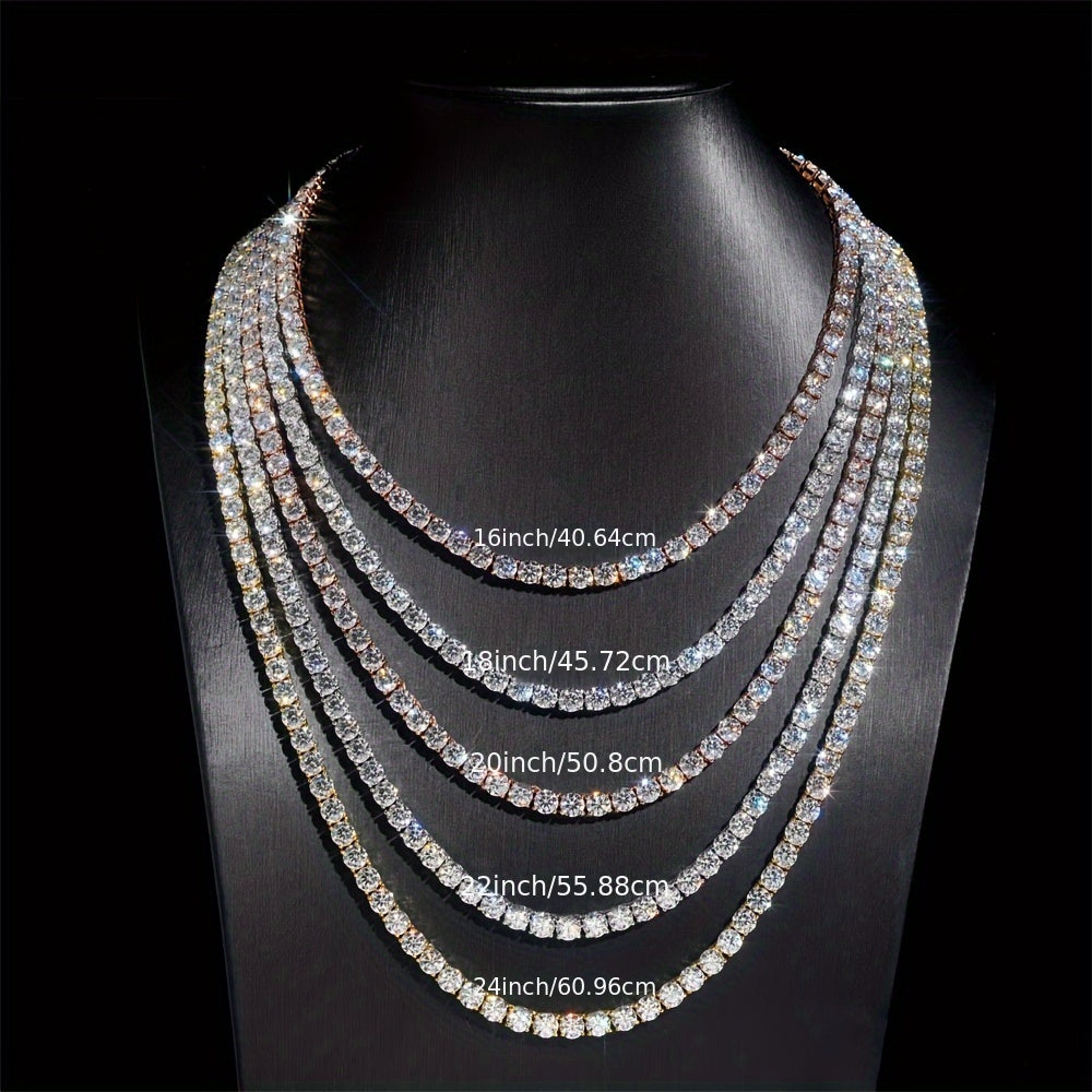 New Fashion Men's Tennis Necklace Bracelet Set 5.0mm Round Synthetic Synthetic Zirconia Cut Faux for Men