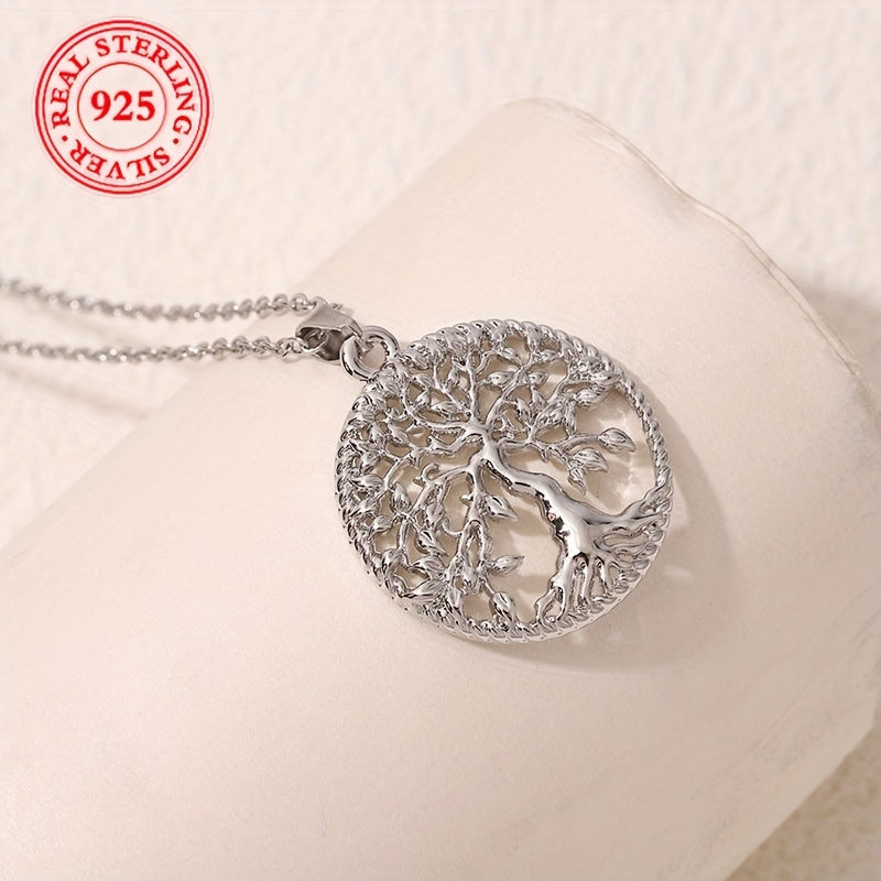 [Tree of Life Necklace] Sterling Tree of Life Necklace Elegant 925 Sterling Silvery Tree of Life Pendant Necklace - Hypoallergenic, Perfect for Casual Attire And Gifting