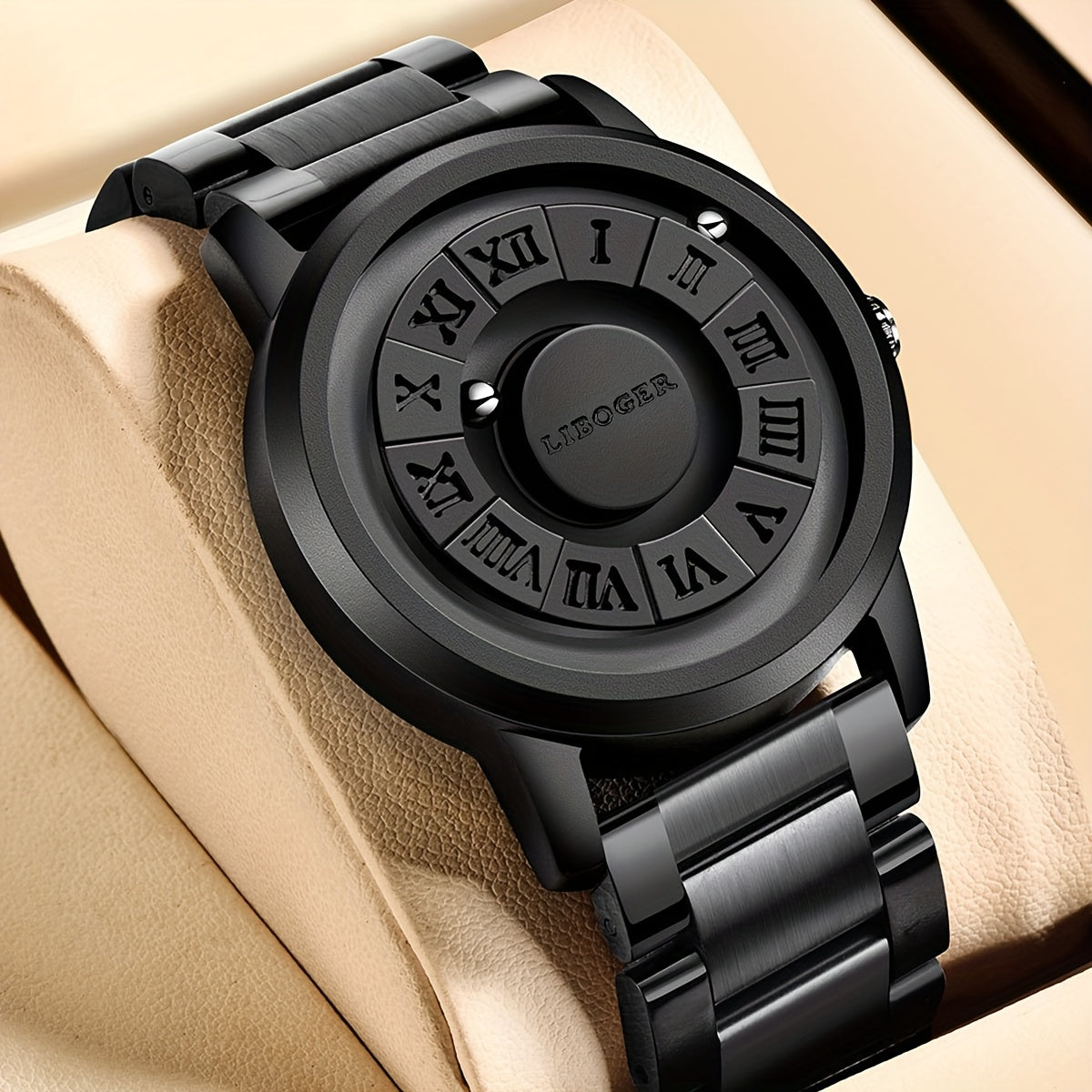 Vintage Business Men Watch Magnetic Steel Ball Hand No Mirror Touch to Read Time New Design Stainless Steel Strap Quartz Wristwatch for Male